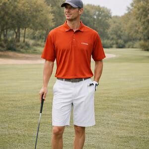 Columbia PFG Omni Shade Polo Men's Size L Burnt Orange Breathable Golf Fishing